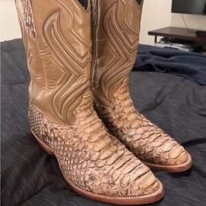 Exotic Python Cowboy Boots- Size 11- Tan